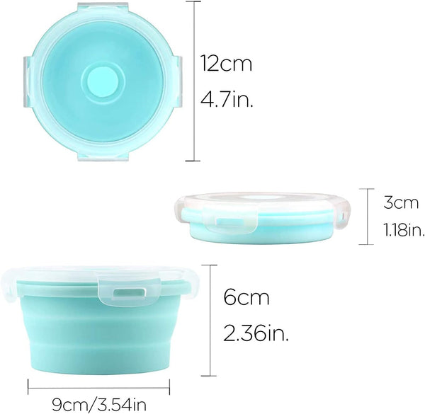 Luter 2 Pieces Collapsible Dog Bowls Silicone Food Water Travel Foldable Bowl with Lids Portable Expandable Pet Feeding Watering Cup Dish for Walking Kennels Camping 350Ml (12X12X3Cm) (Pink & Blue)2