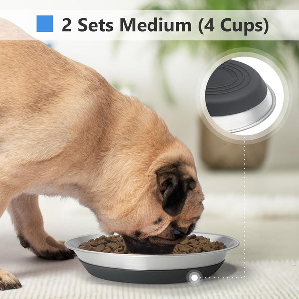 2 Packs Premium Stainless Steel Dog Bowls - Non-Slip, 2.5 Cups Capacity, Durable and Safe for Your Beloved Pet5