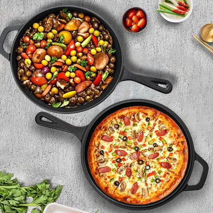 2 in 1 Cast Iron Dutch Oven Pot with Skillet Lid Pre Seasoned Multi Cooker for Baking Frying Roasting Camping Compatible with All Stoves Olla De Hierro Fundido Sartén2