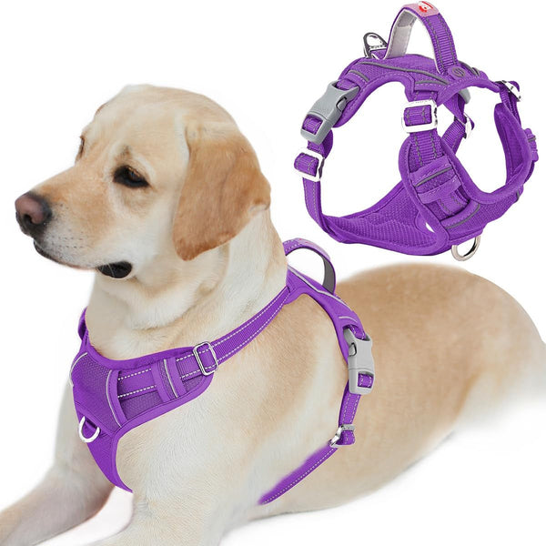 BARKBAY Dog Harness No Pull with ID Tag Pocket - Heavy Duty, Reflective, Easy Control for Large Dogs(Blue,L)33