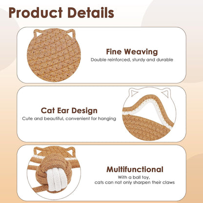 Cat Scratcher Mat, Natural Cotton Rope Cat Scratch Pad, 15.7'' round Horizontal Floor Cat Scratching Pads for Indoor Cats, Cat Furniture Protector for Wall, Couch, Carpets, Sofas3