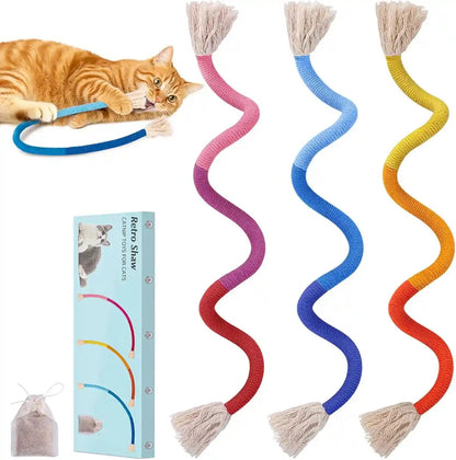 Retro Shaw Cat Toys Chew Ropes with Natural Catnip, 23.6 Inches, 3 Pack | Safe Teeth Cleaning String, for Indoor Cats, Soft Sisal Material, Interactive Fun Cats Nip Kicker1