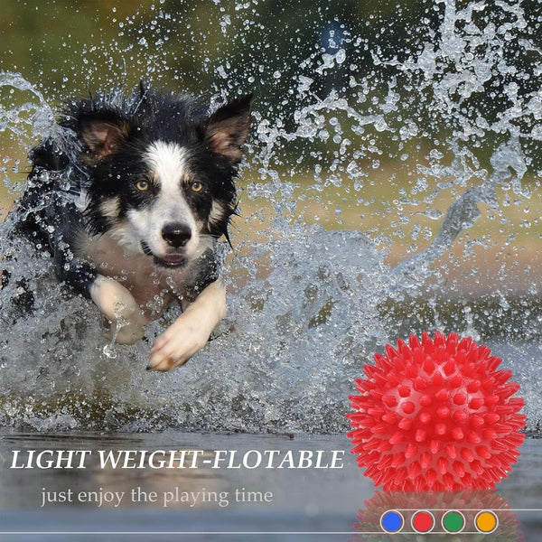 Dog Balls 4.5” Squeaky Dog Toys Spikey Ball for Aggressive Chewers Heavy Duty Teething Large Medium Durable Dogs Balls (4 Pack)5