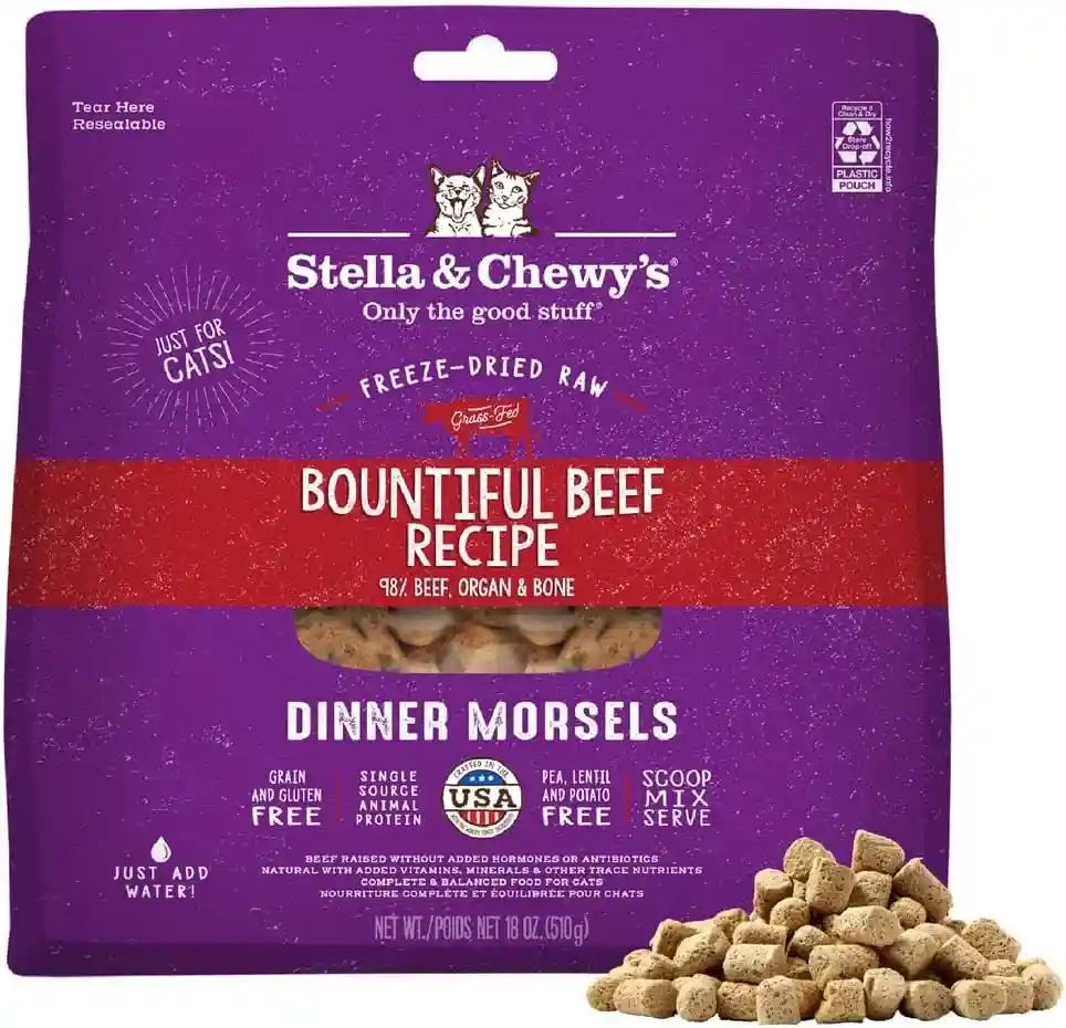 stella-chewys-freeze-dried-raw-cat-dinner-morsels-premium-chicken-recipe-with-98-cage-free-meat-organs-natural-grain-free-cat-kitten-food-made-in-usa-18-oz