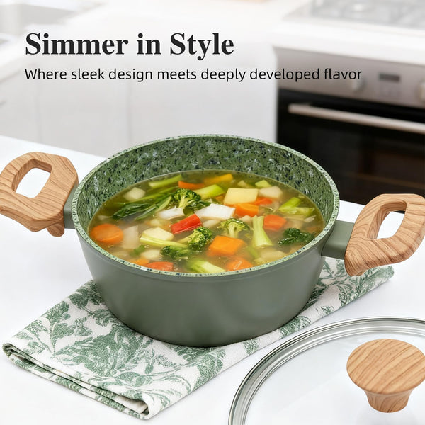 3-Piece Nonstick Set | 10.25" Pan + 1.4/2.2QT Pot | Pfas-Free, Green9