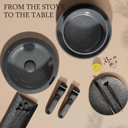 Ceramic Pots and Pans Set Non Stick, 11 Piece Nonstick Detachable Handle Cookware Sets, Non Toxic Induction Kitchen Pot and Pan with Removable Handle, Healthy RV Cookware, Dishwasher ＆Oven Safe9
