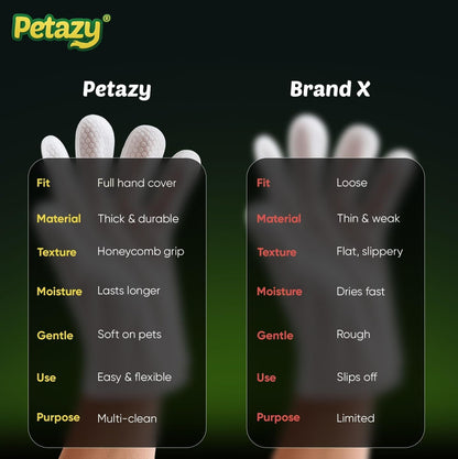 Petazy Pet Glove Wipes for Dogs & Cats – Hypoallergenic Thick Cleaning Gloves with Aloe & Coconut Oil for Paws, Face, Ears & Butt, Instant No Rinse Grooming Wipes to Deodorize and Hydrate, 25 Pack7