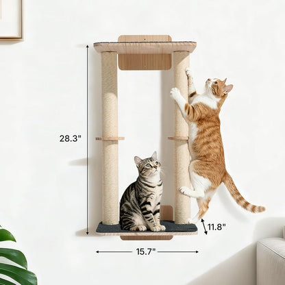 Veehoo Cat Wall Shelves, 28.3" Cat Wall Furniture with Scratcher | Cats Wall Climber, Dual Sisal Scratching Posts, Carpeted Perch, Easy Installation, Drywall Mounting7