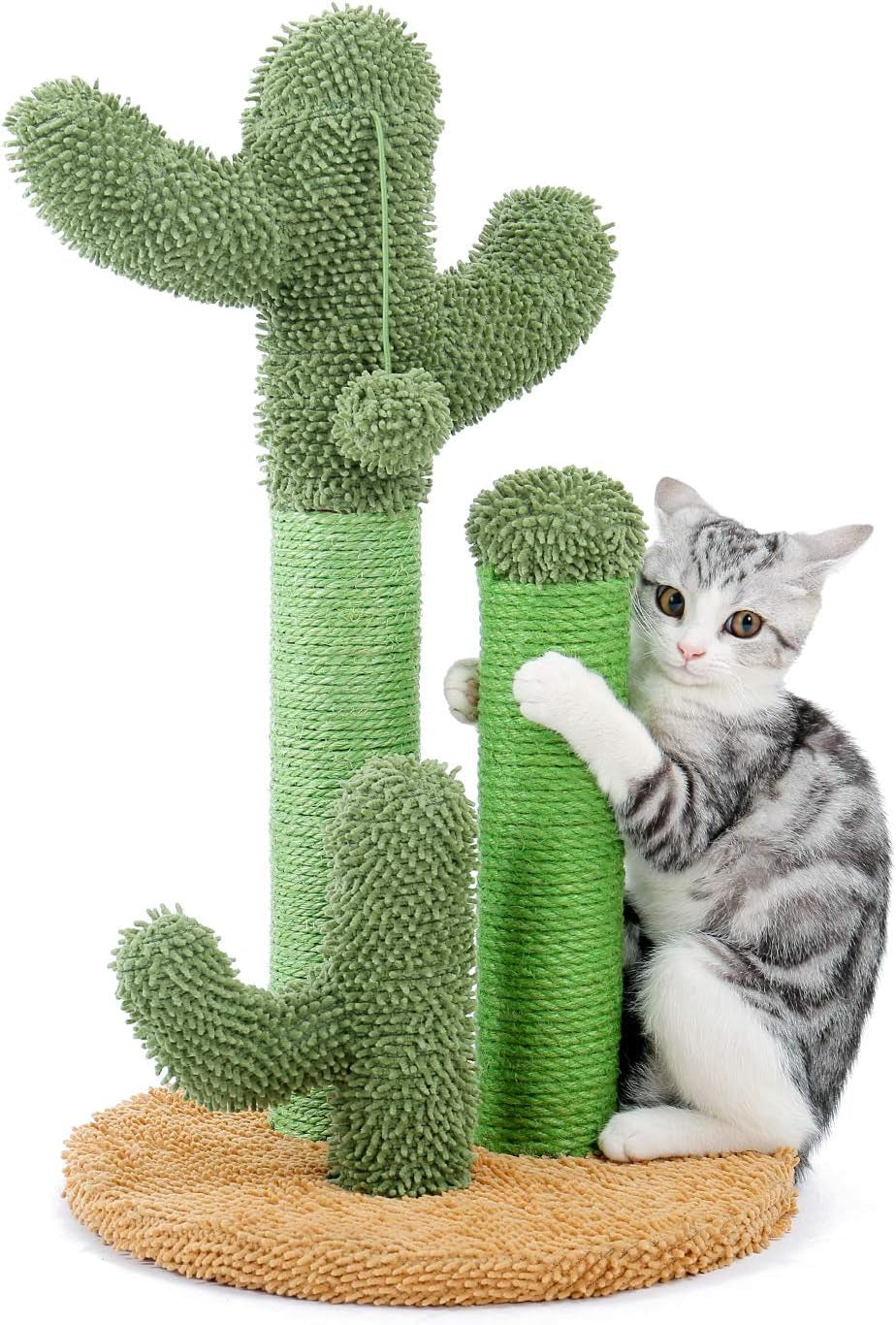 pawz-road-cactus-cat-scratching-post-23-cat-scratcher-with-toy-ball-cactus-cat-tree-with-3-sisal-carpet-scratching-posts-soft-carpet-base-top-interactive-ball-for-indoor-cats