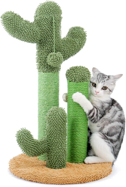 PAWZ Road Cactus Cat Scratching Post 23”Cat Scratcher with Toy Ball | Cactus Cat Tree with 3 Sisal & Carpet Scratching Posts, Soft Carpet Base & Top, Interactive Ball for Indoor Cats1