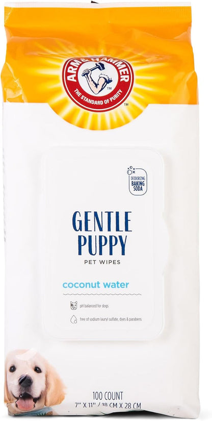 Arm & Hammer Puppy Grooming Wipes, Coconut Water, 100 Count | Paraben- and Sulfate-Free Formula with Coconut Water Gently Cleans Dogs and Puppies between Baths1