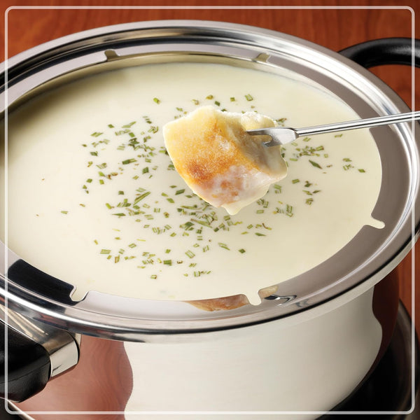 FPS200 6-Cup Stainless Steel Electric Fondue Pot with Temperature Control, 6 Color-Coded Forks and Removable Pot - Perfect for Chocolate, Caramel, Cheese, Sauces and More7