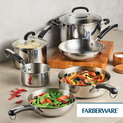 Stainless Steel Cookware Set, 10-Piece Pots and Pans Set | Brilliance Collection Stainless Steel Construction, Includes Pots, Pans and Lids for Everyday Cooking8