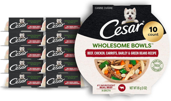 Cesar Wholesome Bowls Wet Dog Food, Chicken Recipe, 3 Oz, 10 Count | Real Chicken #1 Ingredient, Slow-Cooked, 7 Key Ingredients, No By-Products or Artificial Flavors, Easy to Digest18