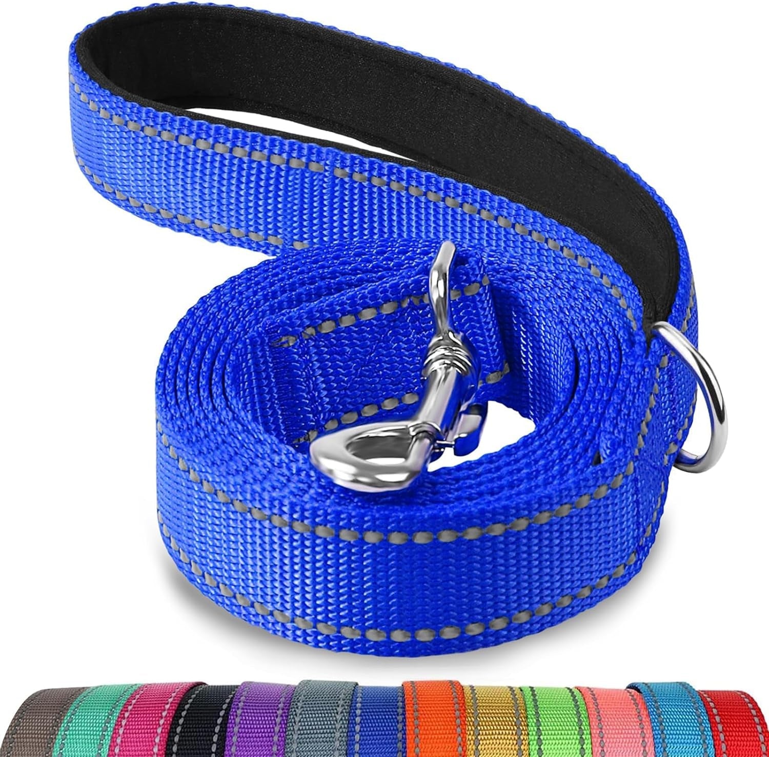 joytale-reflective-dog-leash-for-medium-large-dogs-6-ft-x-1-black-heavy-duty-nylon-webbing-padded-handle-for-comfort-visible-at-night-for-walking-training