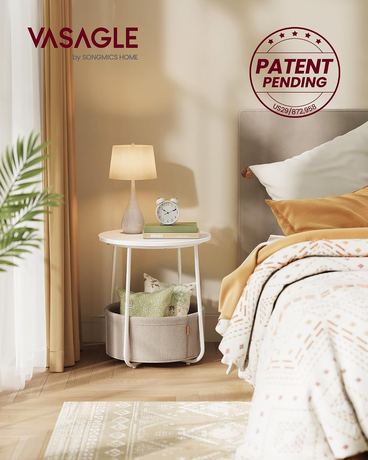 vasagle-lilea-collection-small-round-side-end-table-modern-nightstand-with-fabric-basket-matte-white-and-camel-brown-ulet223w10