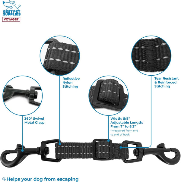 Best Pet Supplies Voyager Dog Collar Safety Clip with Dual Clasps, Collars and No Pull Harness Connectors, Training for Walking, Running, and Hiking, Safety Clip - Black4