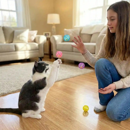 SPOT Lattice Balls Cat Toys - Durable, Fun Balls with Bells Perfect for Swatting and Batting, Colorful Toys to Entertain Indoor Cats and Kittens, - 1.5 Inch, 4 Pcs2