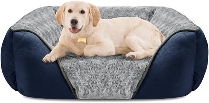 INVENHO Rectangle Washable Orthopedic Dog Bed for Small, Medium and Large Dogs, Soft Calming, Sleeping Puppy Bed Durable Pet Cuddler with Anti-Slip Bottom, S (20"X19"X6")34