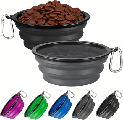 Collapsible Dog Bowl Large 34Oz, Travel Dog Water Bowl Portable | 2 Pack, 2 Carabiner Clips, Silicone Travel Dog Bowl Foldable, Feeding Watering Dish Bowl, for Parking, Walking, Camping15