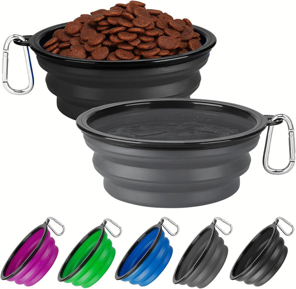 Collapsible Dog Bowl Large 34Oz, Travel Dog Water Bowl Portable | 2 Pack, 2 Carabiner Clips, Silicone Travel Dog Bowl Foldable, Feeding Watering Dish Bowl, for Parking, Walking, Camping15