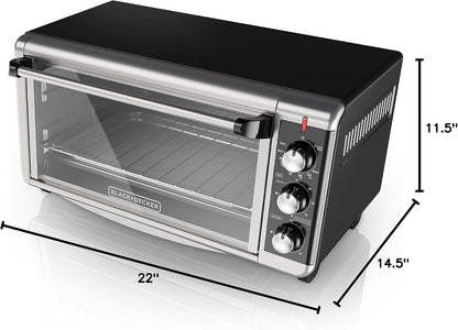 BLACK+DECKER TO3250XSBD 8-Slice Extra Wide Convection Countertop Toaster Oven, Includes Bake Pan, Broil Rack & Toasting Rack, Stainless Steel/Black12