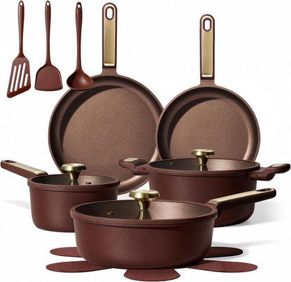 Cookware Sets, Pots and Pans Set Non Stick, 16Pcs | Cooking Set with Silicone Lids, Dishwasher Safe, Space Saving, Fit All Stovetops, Stay-Cool Handle1
