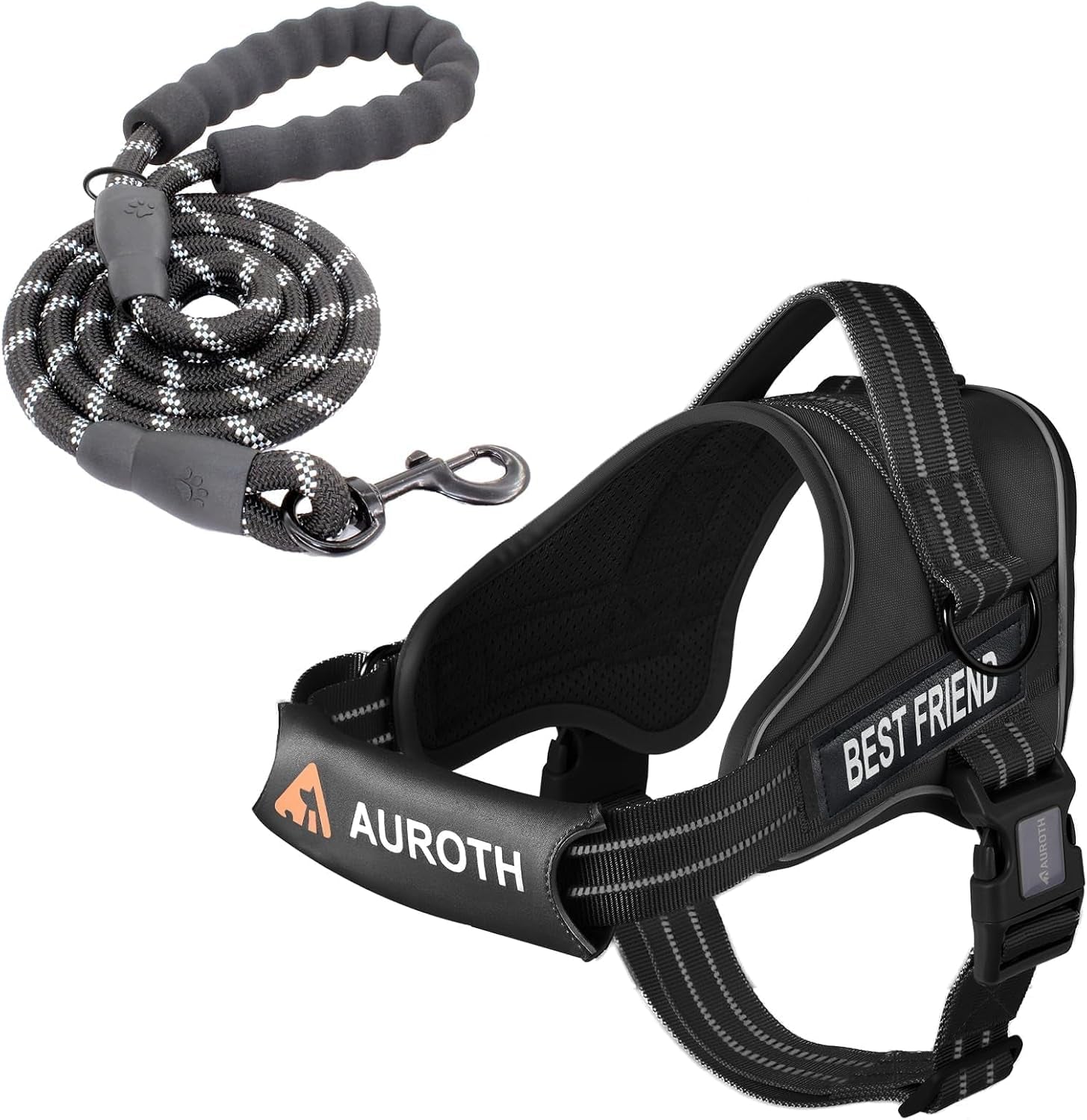 auroth-dog-harness-and-leash-set-soft-padded-service-dog-vest-with-5-25ft-dog-leash-no-choke-easy-on-pet-vest-adjustable-reflective-no-pull-pet-vest-medium-sized-dog-easy-walking-and-training
