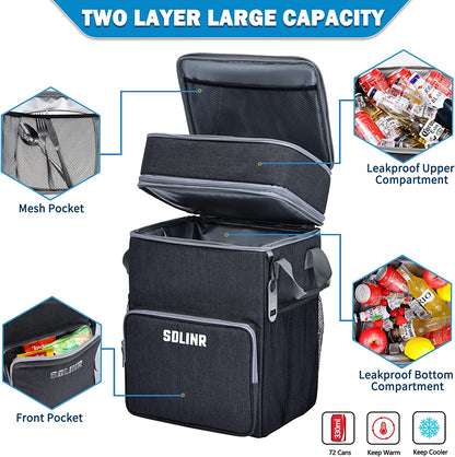 Collapsible Cooler with Wheels, Rolling Cooler Bag for Beach Travel | Two-Layer Large Capacity, Leakproof Food-Grade EVA Liner, Insulated Soft Sided Rolling Coolers, Ice Chest with Wheels2