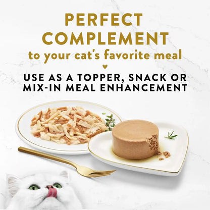 Purina Fancy Feast Appetizers Lickable Grain Free Cat Food Topper White Meat Chicken and Shredded Beef Appetizer - (Pack of 10) 1.1 Oz. Trays4