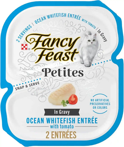 Purina Fancy Feast Petites Ocean Whitefish Entree with Tomato in Gravy Gourmet Wet Cat Food - (Pack of 12) 2.8 Oz. Tubs1