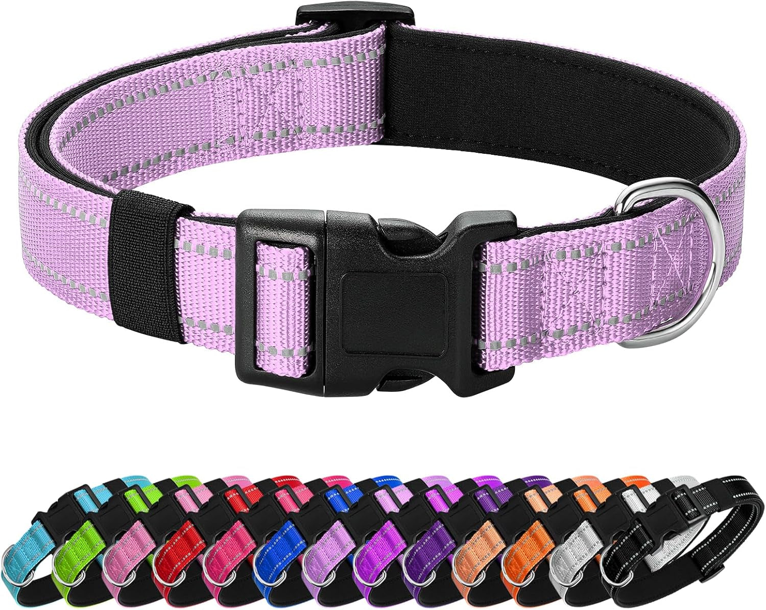 reflective-dog-collar-padded-with-soft-neoprene-breathable-quick-release-basic-dog-collars-for-medium-dogs-purple-girl