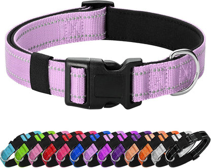 Reflective Dog Collar Padded with Soft Neoprene Breathable Quick Release Basic Dog Collars for Medium Dogs Purple Girl20