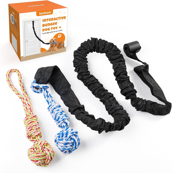 LOOBANI Outdoor Bungee Tug Toy, Interactive Tree Hanging Dog Toys, Black | Durable, Tug of War, Exercise Play Cord & Tether, Chew Rope Toy, Muscle Building & Bite Training, for Small to Large Dogs12