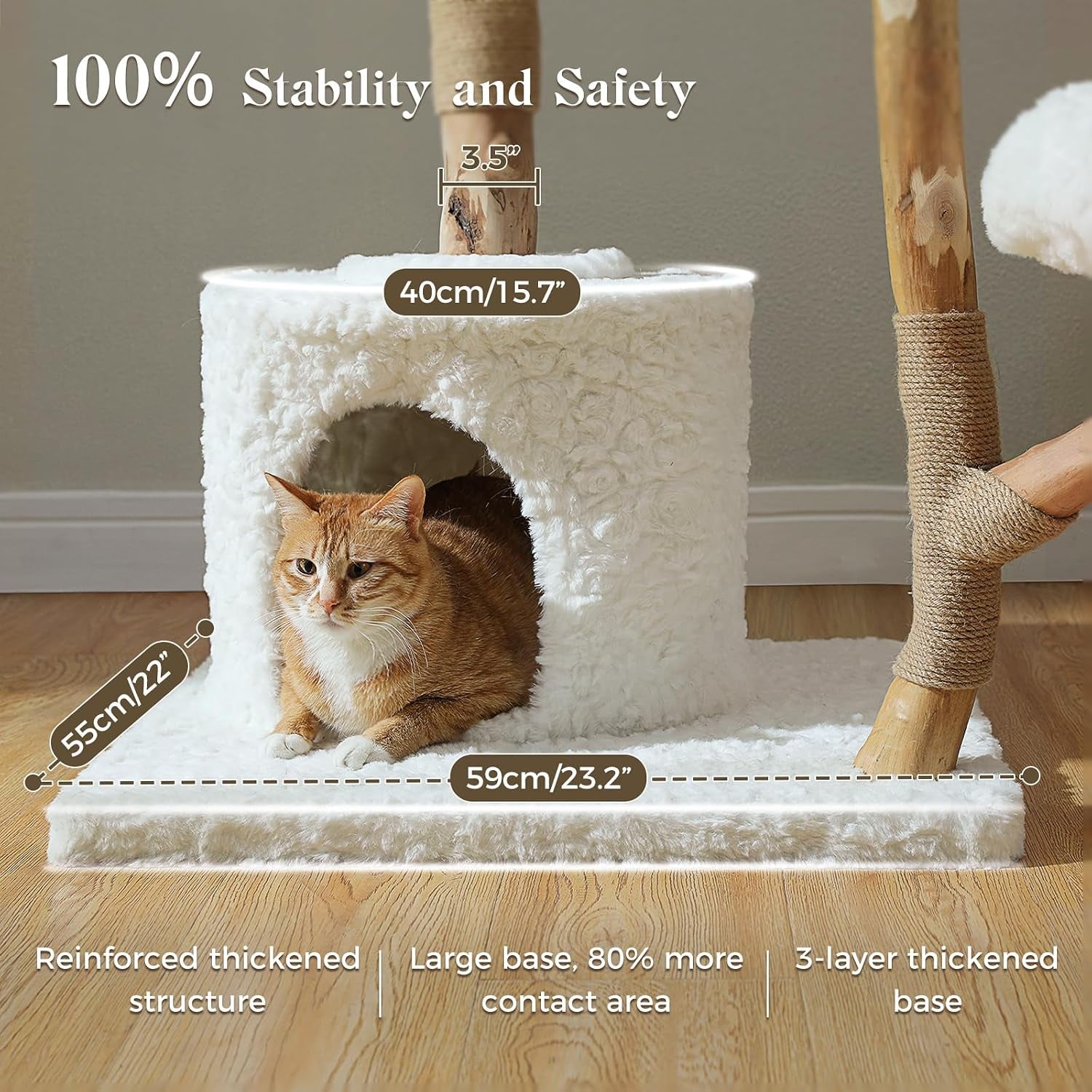 pawz-road-59-modern-cat-tree-natural-wood-cat-tower-for-large-cats-white-wicker-basket-bed-2-flower-perches-for-multi-cat-cat-tree-tower-with-large-condo-hammock-solid-wood-cat-tree-house