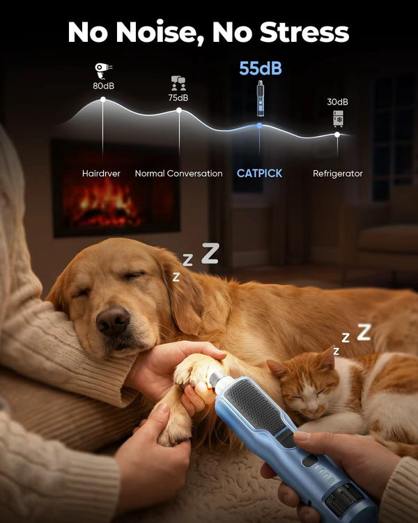 7-Speed Dog & Cat Nail Grinder with Light - Ring LED Safe to Avoid Overcut, Quiet Low Vibration & Powerful Fast, Cordless Rechargeable Toenail Trimmer for Small & Large Puppy & Breeds Paws(Blue)2