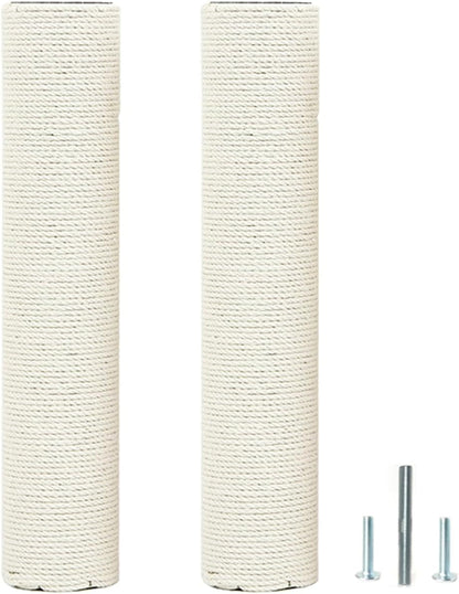 2Pcs M10 Cat Tree Replacement Post - 10Mm Bolt Sisal Cat Scratching Post Replacement Pole DIY M10 Bolt Sturdy PVC Tubes Screws Included (2.36 * 19.68")10