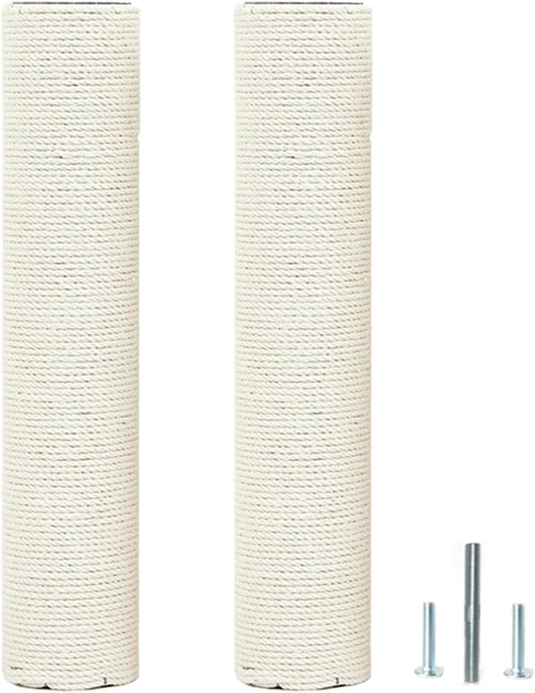 2Pcs M10 Cat Tree Replacement Post - 10Mm Bolt Sisal Cat Scratching Post Replacement Pole DIY M10 Bolt Sturdy PVC Tubes Screws Included (2.36 * 19.68")10