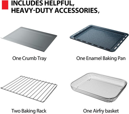 Cheffry Air Fryer Toaster Oven Combo, 34QT, 1750W, Stainless Steel | 12-In-1 Convection Countertop Oven, Master Pizza Modes Design with Exclusive Dual-Temp Tech9