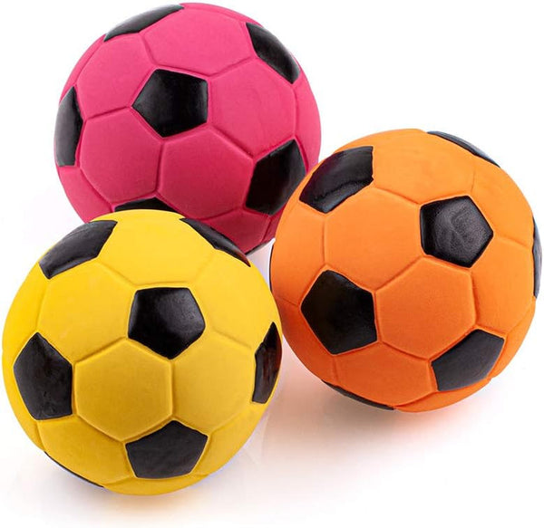 CHIWAVA 3PCS 2.7'' Squeak Latex Dog Toy Football Chew Fetch Throw Ball for Medium Dogs Interactive Play1