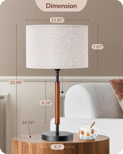 Mid Century Table Lamp Set of 2, Pull Chain Switch, Metal Base6