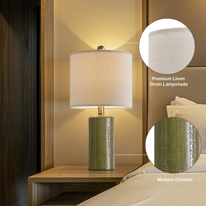 20.25" Small Table Lamps Set of 2 Modern Ceramic Lamps for Living Room Farmhouse Bedside Lamps Boho Lamps for Night Stands Green Bedroom Lamps Side Table Lamps End Table Lamps | Farmhouse Bedside Lamp Boho Lamps for Night Stands Sage Green Bedroom Lamp Side Table Lamps End Table Lamp Mid Century Modern5