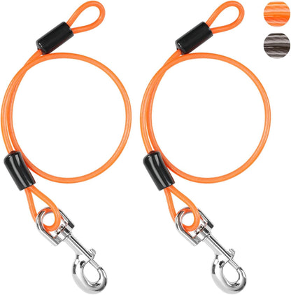 Chew-Resistant Dog Leash Extender, 24In, 2Pack, Black | 5Mm Steel Wire, 360° Swivel Clips, Extra Reach, Pair Both for Two Dogs1