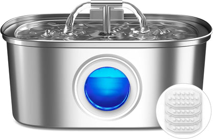 Rellaty Cat Water Fountain Stainless Steel | 8 Filters Replacement & 8 Pre-Filter Sponges9