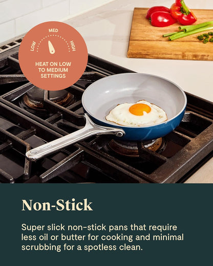Caraway Non-Stick Ceramic Mini Cookware Set | Ceramic Fry Pan (1.05 Qt, 8") Sauce Pan (1.75 Qt) and Storage Rack, Non Toxic, PTFE & PFOA Free, White5