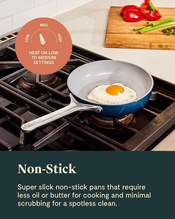 Caraway Non-Stick Ceramic Mini Cookware Set | Ceramic Fry Pan (1.05 Qt, 8") Sauce Pan (1.75 Qt) and Storage Rack, Non Toxic, PTFE & PFOA Free, Cream5