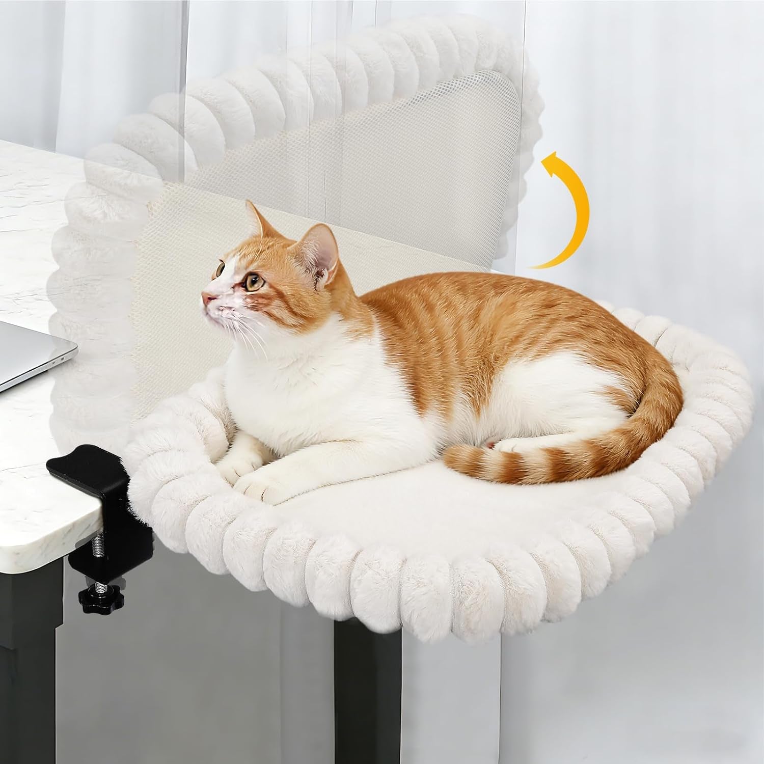 ipow-x-large-cat-bed-heavy-duty-steel-frame-supports-up-to-40lbs-cat-desk-bed-perch-space-saving-90-foldable-with-soft-ultra-plush-faux-fur-for-small-medium-large-cats