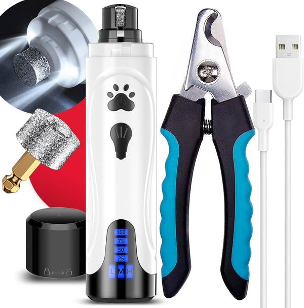 YABIFE Super Quiet Dog Nail Grinder & Clippers Kit with 2 LED Lights, 3 Speeds up to 12,000 RPM, Lower than 30Db Electric Pet Nail Trimmer for Small Medium Large Dogs and Cats8