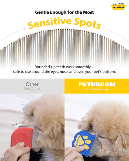 PETHROOM Professional Eye Comb for Pets, Stainless Steel Tear Stain Remover | Gentle Round-Head Grooming Tool for Cats & Dogs, Compact & Portable for Eye Gunk Removal4