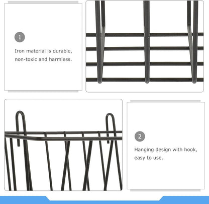 Hay Feeder for Rabbit, Guinea Pig, Bunny, Chinchilla, Heavy-Duty Metal Frame Hay Feeder, Small Animal Basket with Hook Metal Grass Holder Black3